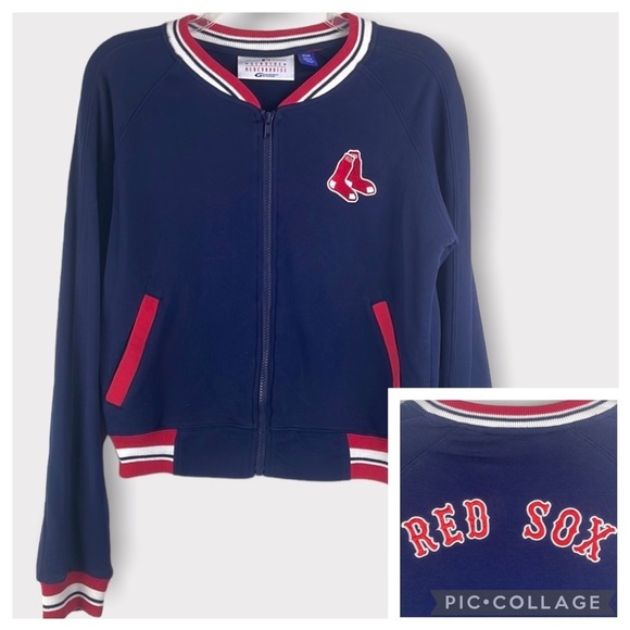 Red Sox Jacket Size M Women’s Blue, Red and White Sweatshirt Full Zip Jacket - Picture 1 of 15